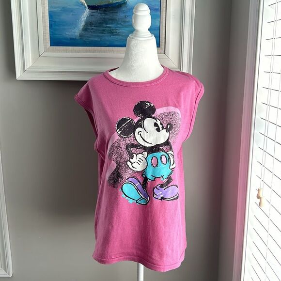 Vintage Disney Mickey Mouse 80s Made in the USA Pink Tank Top Womens Large - Picture 2 of 9
